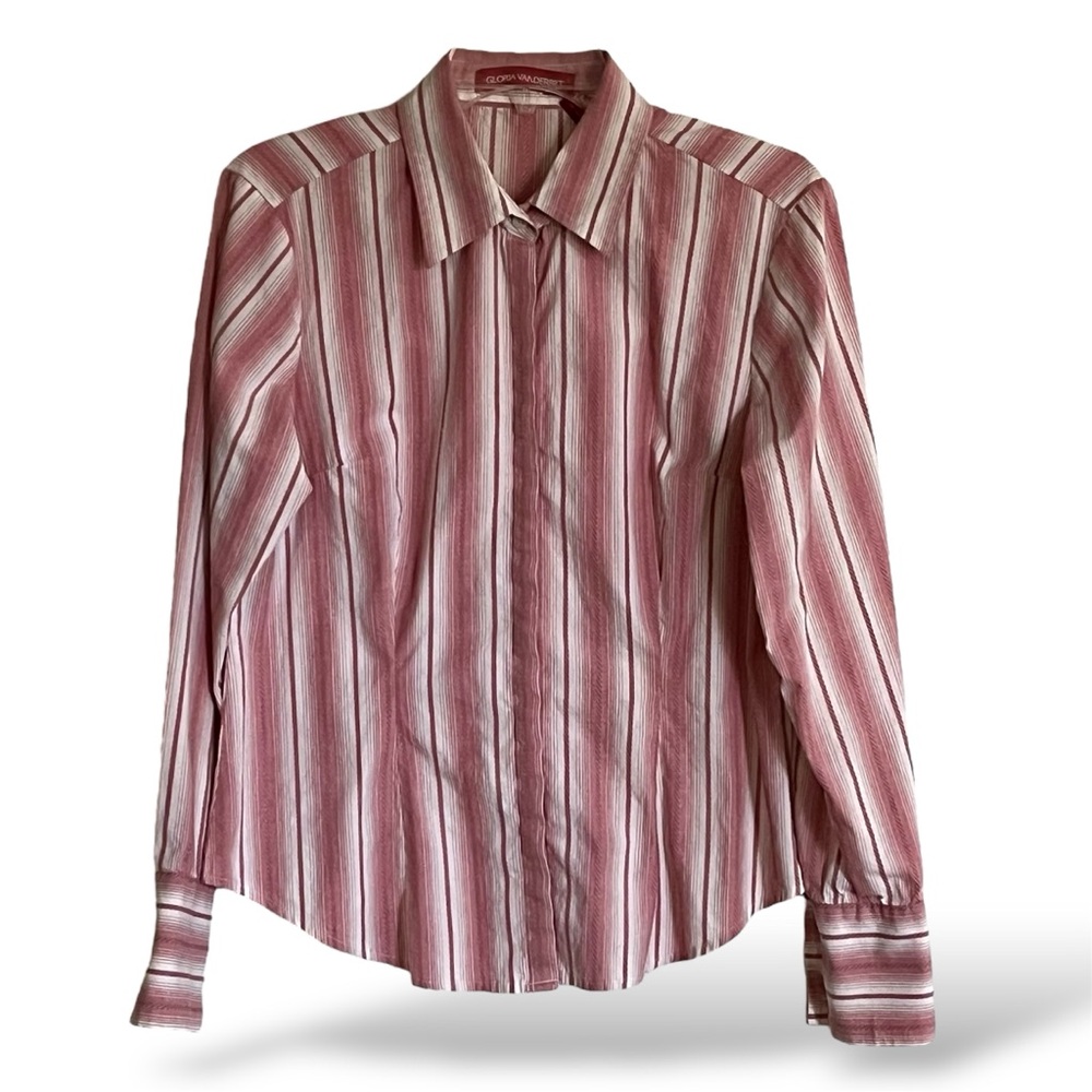 Vanderbilt Cotton Pink and White Stripe Long-Sleeve Dress-Code Appropriate Shirt